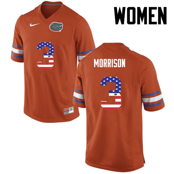 Women's NCAA Florida Gators Antonio Morrison #3 Stitched Authentic USA Flag Fashion Nike Orange College Football Jersey PPJ0565KF